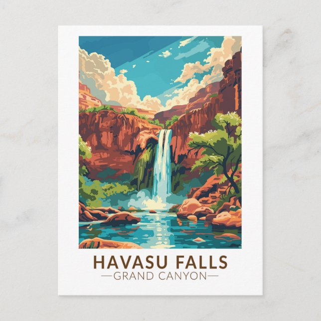 Havasu Falls Grand Canyon Travel Art Vintage Postcard (Front)