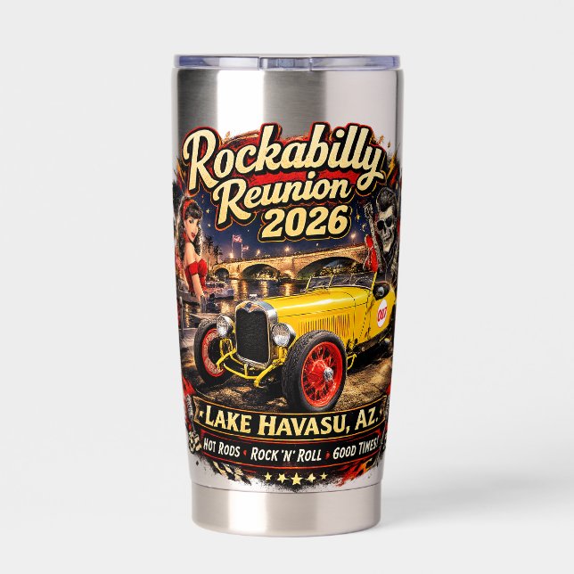 Havasu Rockabilly Reunion 2026 T-Shirt Insulated Tumbler (Back)