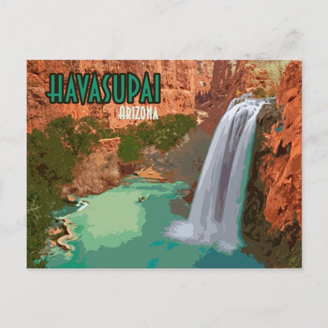 Havasupai Indian Reservation Arizona Mooney Falls Postcard (Front)