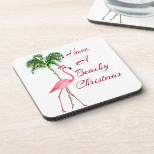 Have A Beachy Christmas Flamingo Coaster