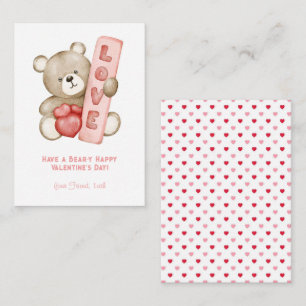 Have a Bear-Y Happy Valentine School Kids Card
