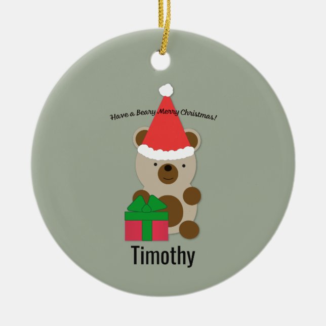 Have a Beary Merry Christmas Bear Ceramic Tree Decoration (Front)