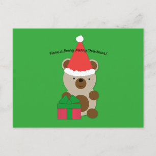 Have a Beary Merry Christmas Bear Holiday Postcard