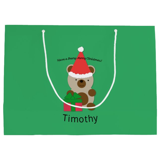 Have a Beary Merry Christmas Bear Large Gift Bag (Back)