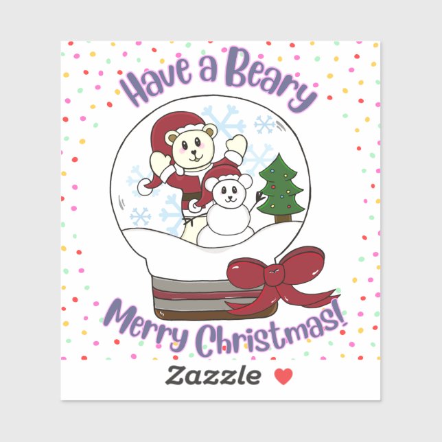 Have a Beary Merry Christmas Kawaii Bears Sticker (Sheet)