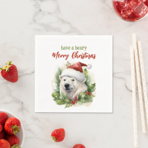 Have A Beary Merry Christmas Polar Bear Funny Napkin