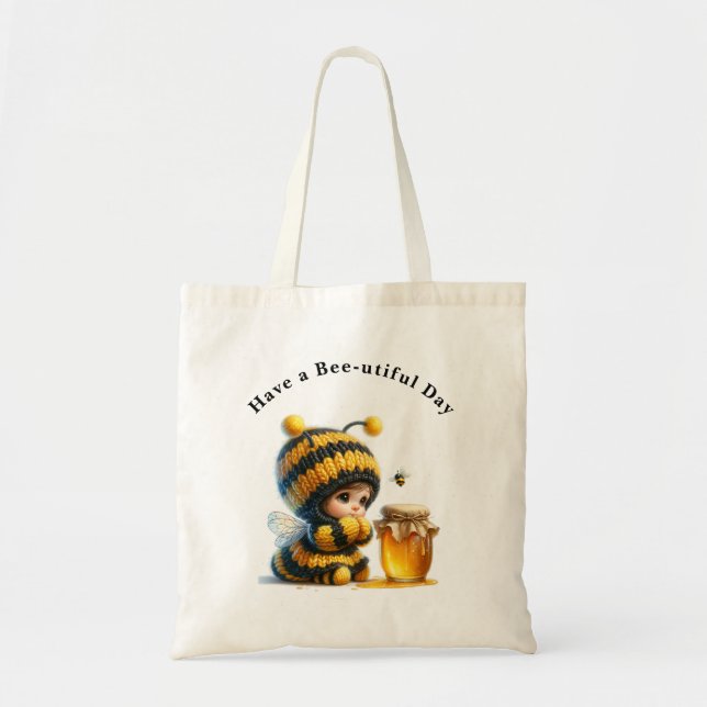 Have a Bee-utiful Day Cute Girl in Bee Costume Tote Bag (Front)