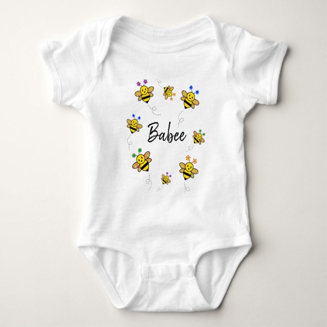 Have a bee-utiful day! Whimsical Bee  Baby Bodysuit (Front)