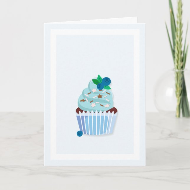 Have a BERRY Happy Birthday Blueberry Cupcake Card (Front)