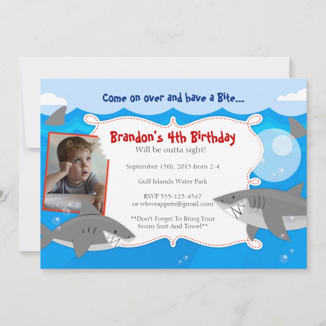 HAVE A BITE - Shark Themed Birthday Invitations (Front)