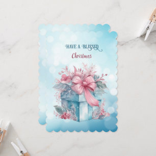 Have A Blessed Christmas Pastel Blue Pink Gift