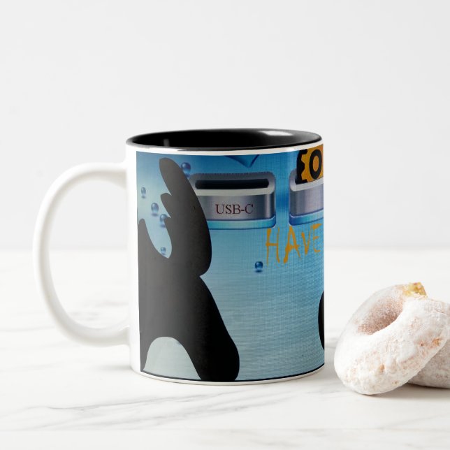 Have a Blessed one Merry Christmas Two-Tone Coffee Mug (With Donut)