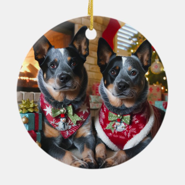Have a Blue Heeler Christmas! Ceramic Tree Decoration (Back)