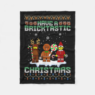 Have A Bricktastic Christmas Building Bricks Ugly Fleece Blanket