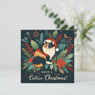 Have a Calico Chritmas Wreath Holiday Card