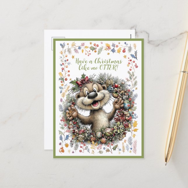 Have A Christmas Like No OTTER! Holiday Postcard (Front/Back In Situ)