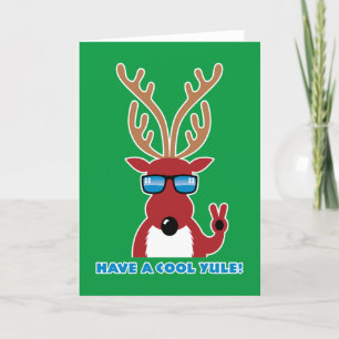 Have a Cool Yule! Reindeer wearing shades Holiday Card