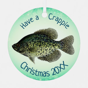 "Have a Crappie Christmas" Black Crappie Metal Tree Decoration
