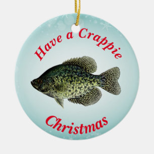 "Have a Crappie Christmas" featuring black crappie Ceramic Tree Decoration