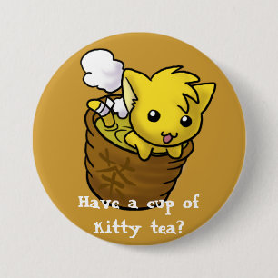 Have a cup of kitty tea? 7.5 cm round badge
