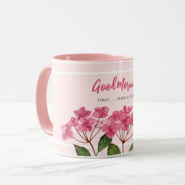 Have a Cuppa Watercolor Pink Hydrangea  Mug (Front Left)