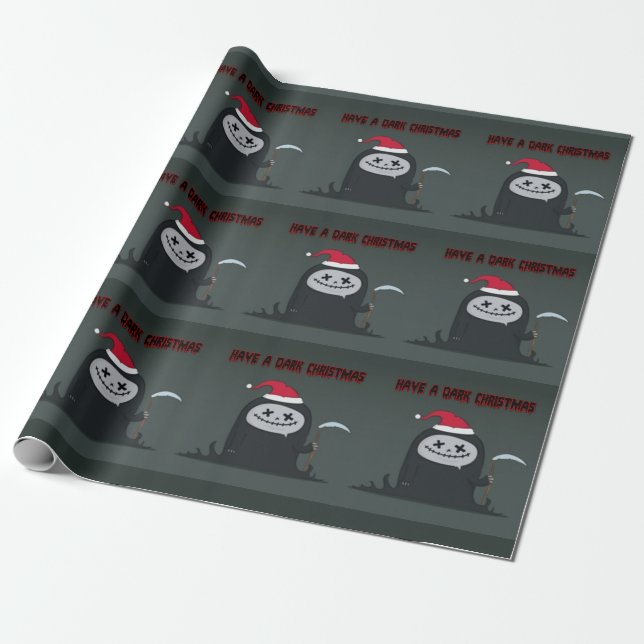 Have A Dark Christmas Grim Reaper Santa Wrapping Paper (Unrolled)