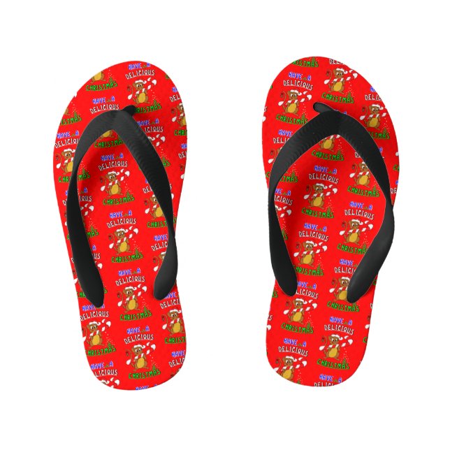Have A Delicious Christmas 25 December Christmas Kid's Flip Flops (Footbed)