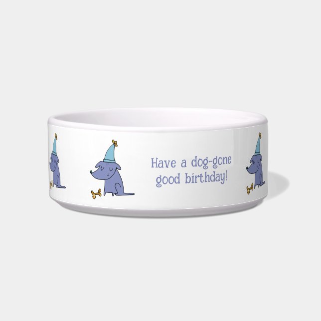 Have a Dog Gone Good Birthday Dog with Party Hat Bowl (Left)