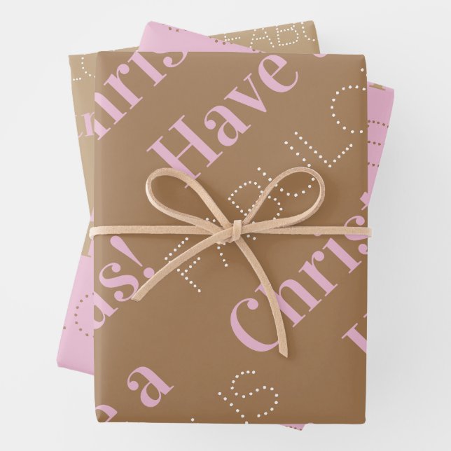 Have a fabulous Christmas | Brown Pink Beige Wrapping Paper Sheet (In situ)