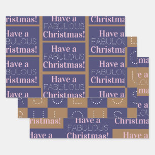 Have a fabulous Christmas   Navy Pink Beige Text Wrapping Paper Sheet