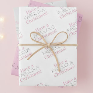 Have a fabulous Christmas   Pink Grey Typography  Wrapping Paper Sheet