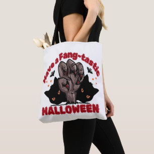 Have A Fang-Tastic Halloween Monster Hand Design Tote Bag