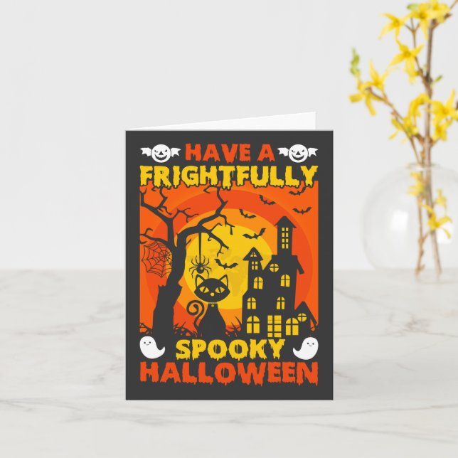 Have a Frightfully Spooky Halloween Card (Yellow Flower)