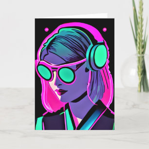 Have a Fun Summer   AI Art Women in Headphones Card