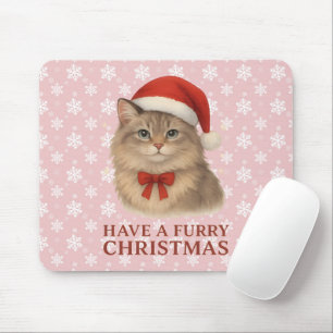 Have a Furry Christmas Cute Santa Siberian Kitten Mouse Mat