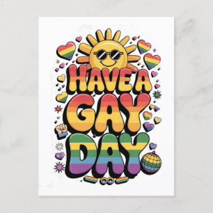Have a Gay Day LGBT Pride Month  Announcement Postcard