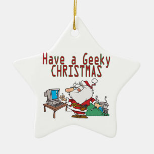 have a geeky christmas santa computer tech ceramic tree decoration
