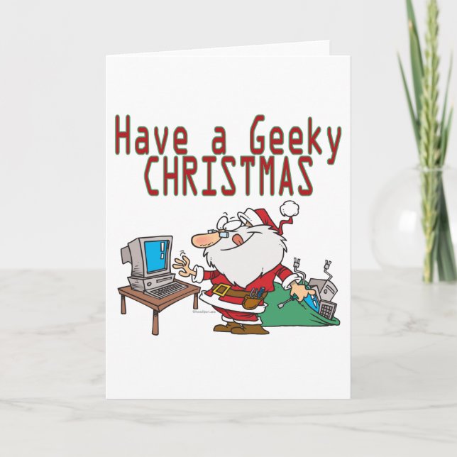have a geeky christmas santa computer tech holiday card (Front)