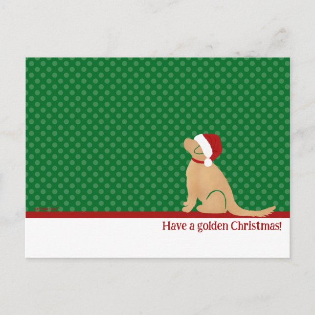 Have a Golden Christmas Green Postcard (Front)