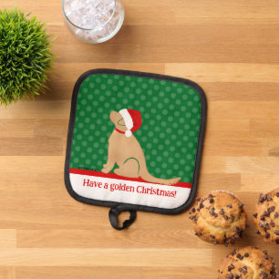 Have a Golden Christmas Green Pot Holder