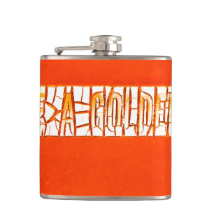 "Have A Golden Day" Rustic Peeling Paint Hip Flask