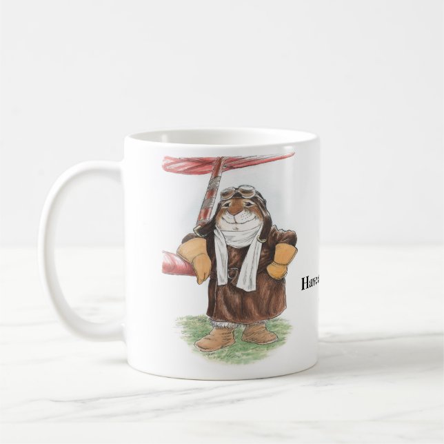 "Have a good day, Ace" Rabbit Pilot Mug (Left)