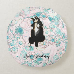 Have a good nap like this Cat Round Pillow