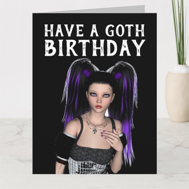 HAVE A GOTH BIRTHDAY, EMO GOTHIC GIRL CARDS (Front)