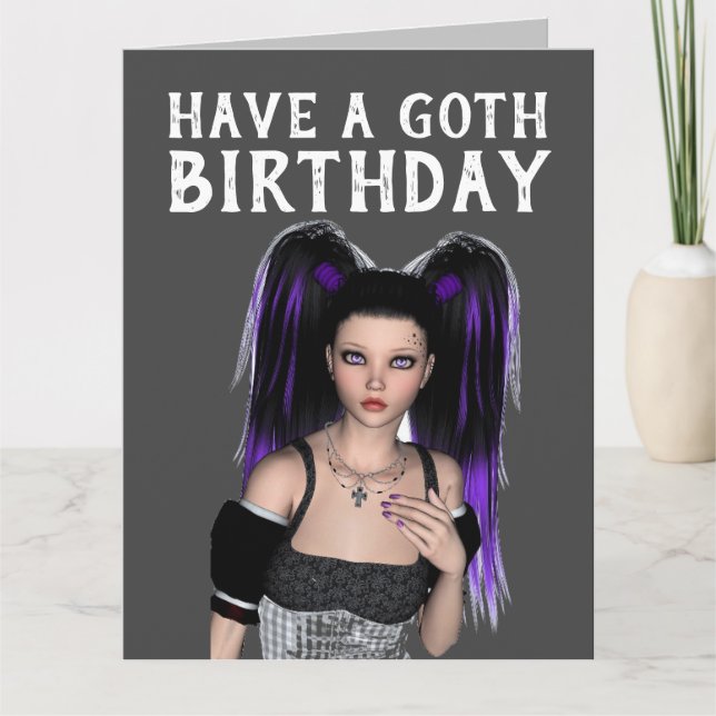 HAVE A GOTH BIRTHDAY, EMO GOTHIC GIRL CARDS (Front)