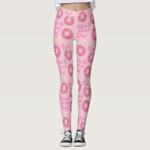 Have A Great Day Doughnut Slogan Pattern Leggings