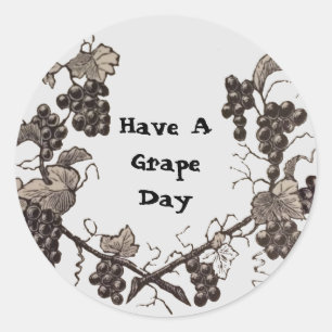Have a Great Day Fruit Pun Vintage Grapes Humourou Classic Round Sticker