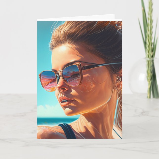 Have a Great Summer | Beautiful Woman at Beach Card (Front)