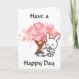 Have a Happy Day, Cute Bunnies under Tree Card