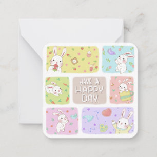 Have A Happy Day: Cute Bunny Illustration Card